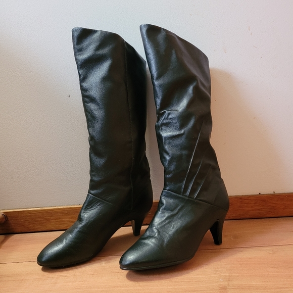 Kinney, Black leather heeled boots - Picture 2 of 16